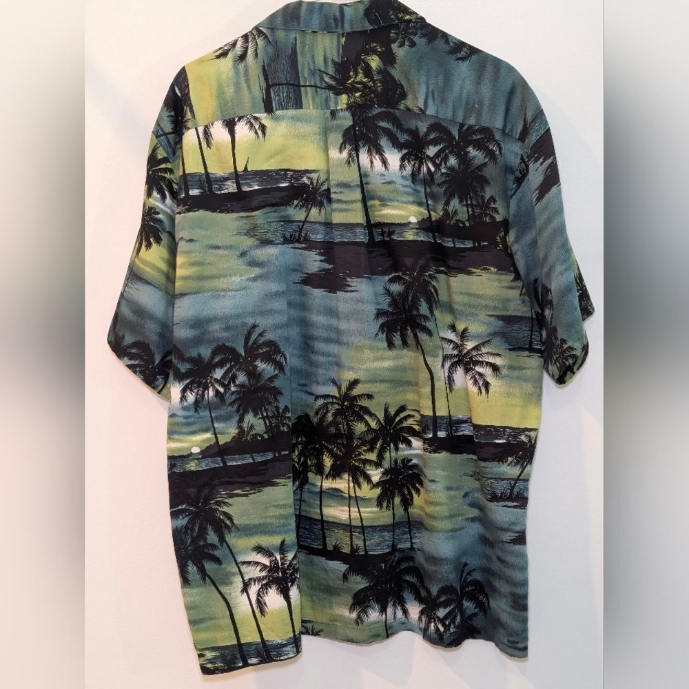 Vintage Hilo Hattie Hawaiian Shirt XL Blue Floral Cotton Aloha Made In USA 90s - Picture 6 of 7